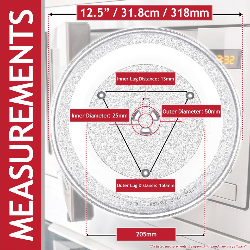 image 1 of SPARES2GO Universal Microwave Oven Glass Turntable Plate (318mm)