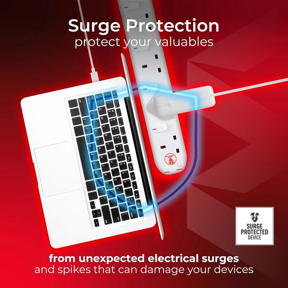 image 1 of Masterplug 4 Socket Surge Protected Extension Lead With Individual Switches Pack of 2