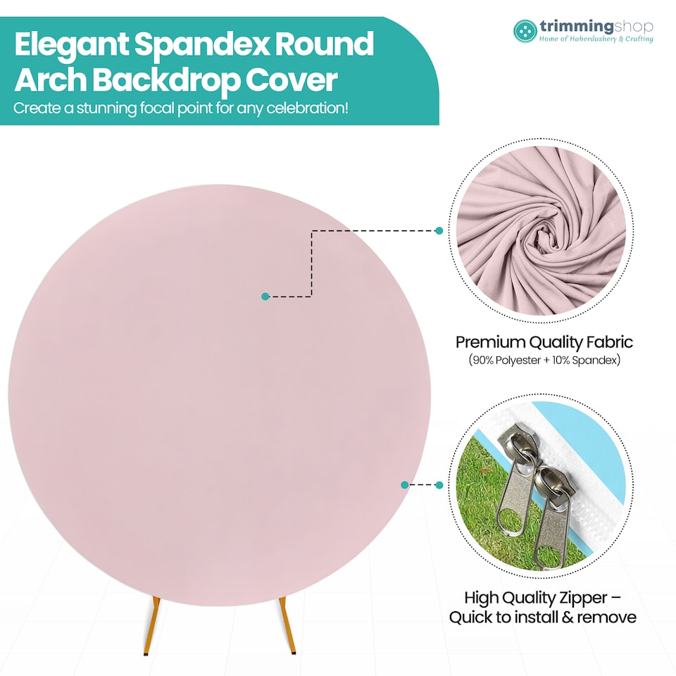 image 1 of 160GSM Baby Pink Round Arch Backdrop Cover - 200cm