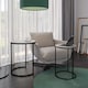 image 3 of 2Pc Round Nesting Stackable Sofa Side Bedside End Table Set Wood Top Metal Legs | Multi | White Marble Top with Black Legs