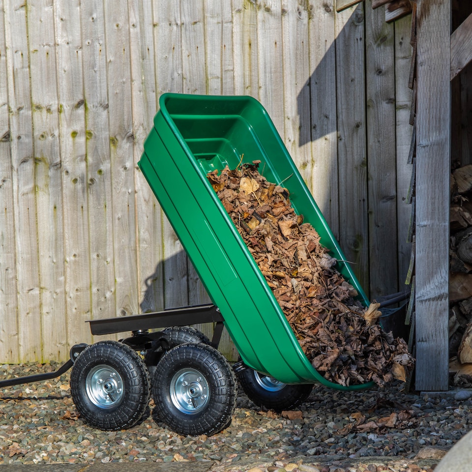 image 1 of 75 Litre 200Kg Capacity Tipping Garden Dump Cart / Truck Trolley / Wheelbarrow
