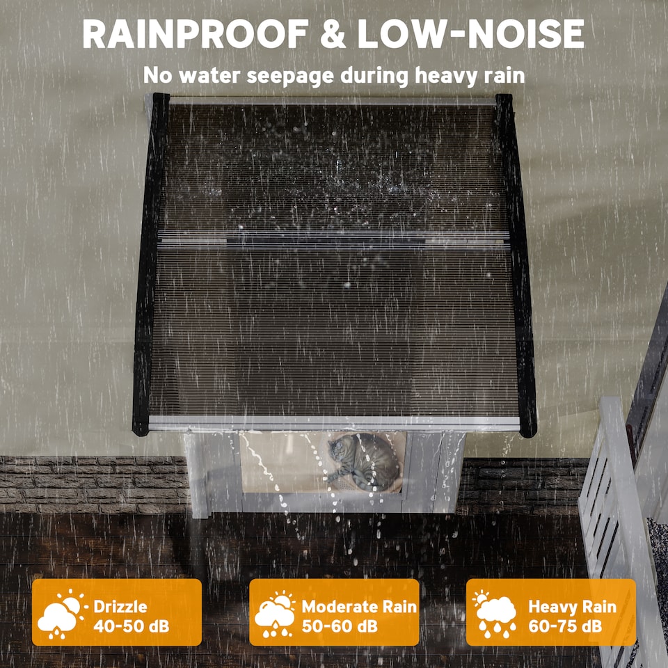 image 1 of Outsunny Door Canopy Outdoor Awning Rain Shelter for Window Porch, Brown | Brown