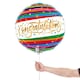 image 2 of Congratulations Fun Colourful Stripe Round Foil Helium Balloon 46cm / 18 in Multi