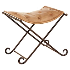 Interiors by Premier Light brown Leather And Iron Stool Brown
