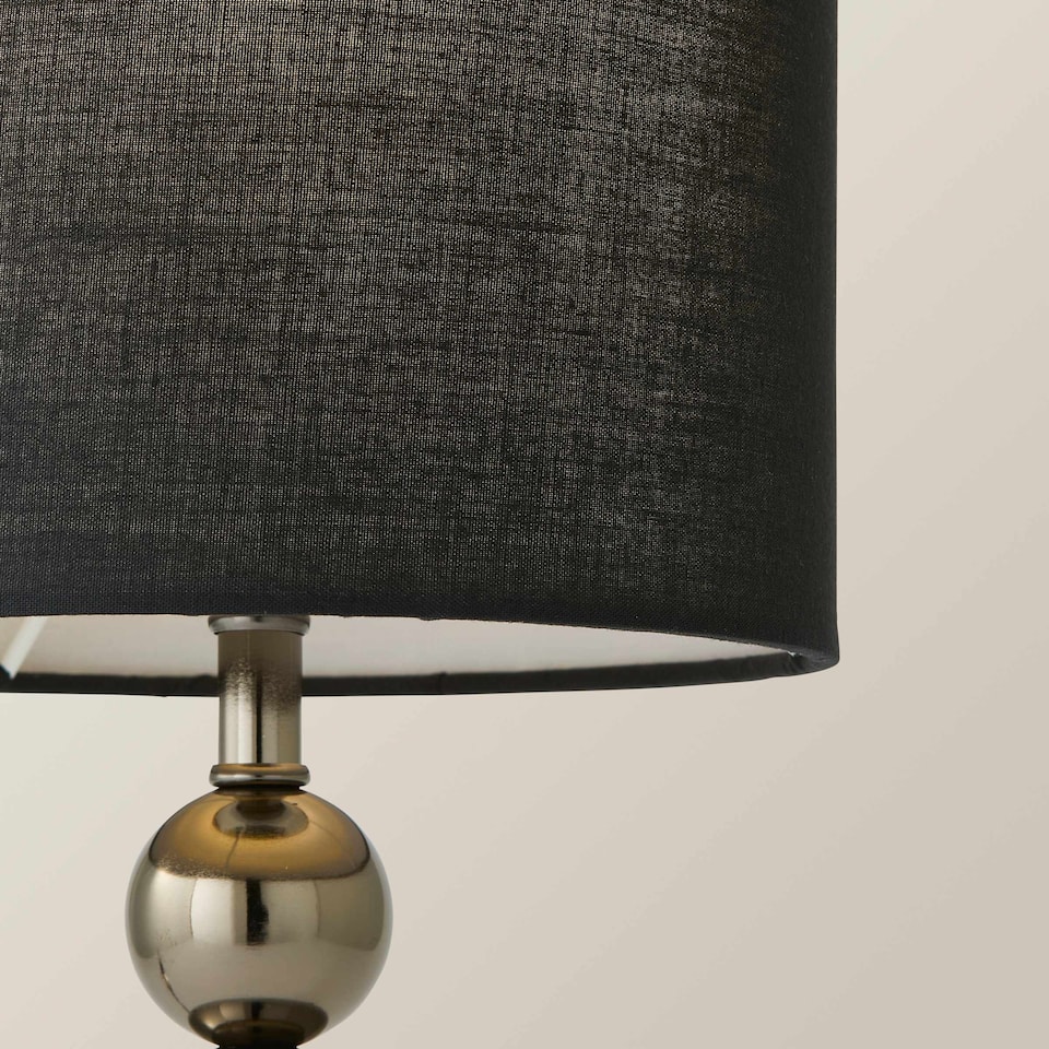image 1 of ValueLights Chrome Table Lamp with Black Faux Silk Shade | Black
