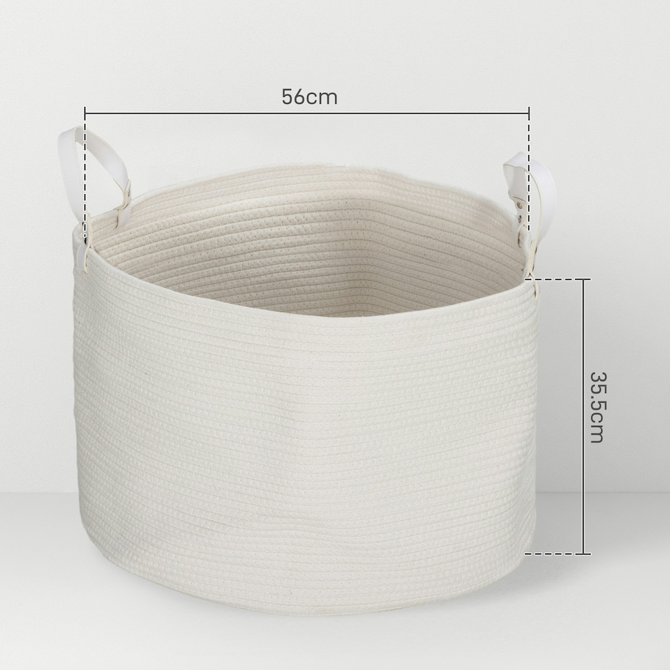 image 1 of HOMCOM 88L Cotton Rope Laundry Basket with Handles for Pillows Clothes Cream