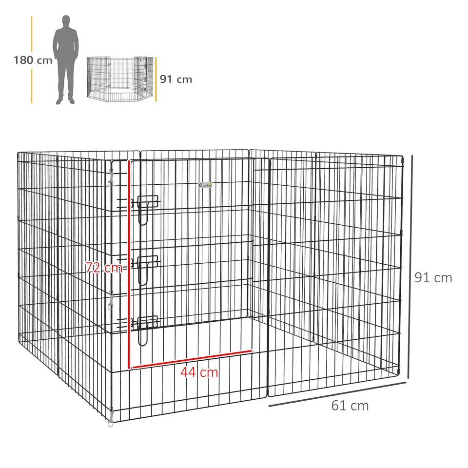 image 1 of PawHut 8-Panel DIY Dog Pen with Door for Indoor/Outdoor Use, 91cm High