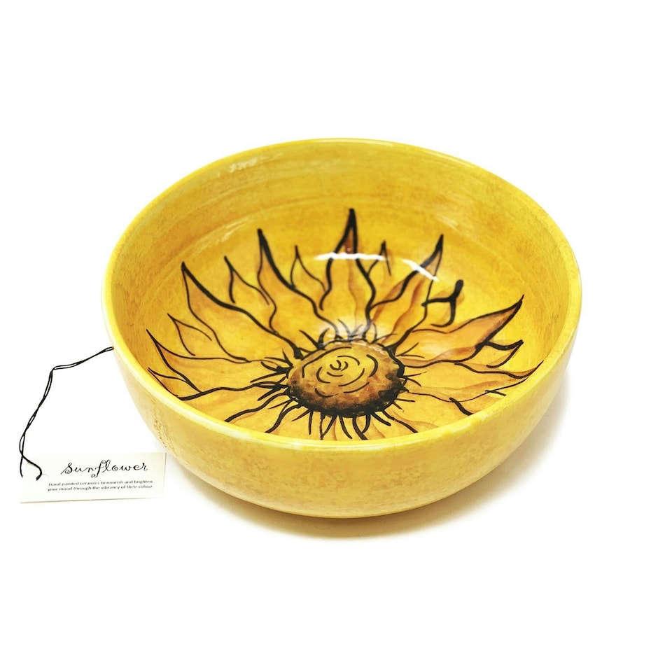 image 1 of Verano Spanish Ceramics Sunflower Round Bowl - 23cm Yellow Yellow