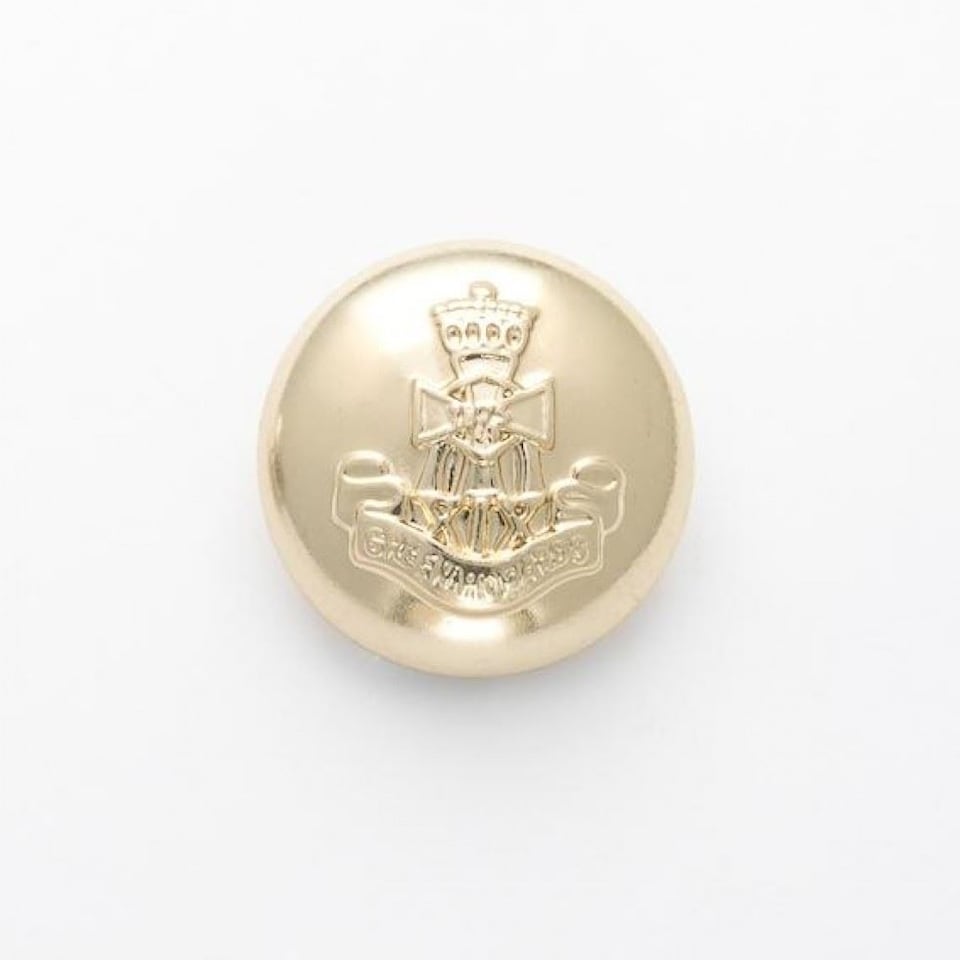 Minerva Gold Round Green Howards Military Buttons for Dressmaking - 25mm - per value pack of 50