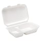 image 1 of White Compostable Bagasse 2 Compartment Takeaway Lunch Box 25cm - Pack of 125