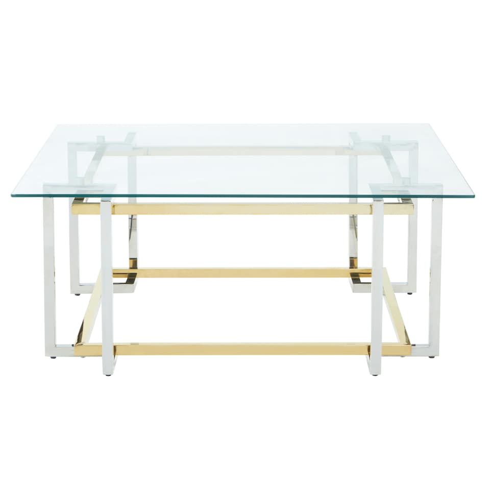 image 1 of Interiors by Premier Glass Top Coffee Table, Gold and Silver Luxury Coffee Table, Modern Style Metal Coffee Table with Glass Top Gold