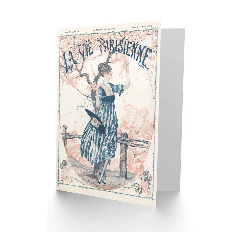 image 1 of La Vie Parisienne French Magazine Peach Tree Flowers France Paris Card