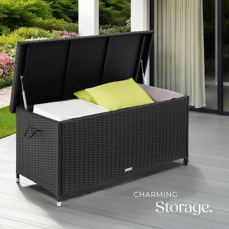image 1 of Storage Box Kiruna - rattan garden furniture cushion storage 120 x 55 x 61.5 cm | Black | black | 121 x 56 x 60 cm | 1