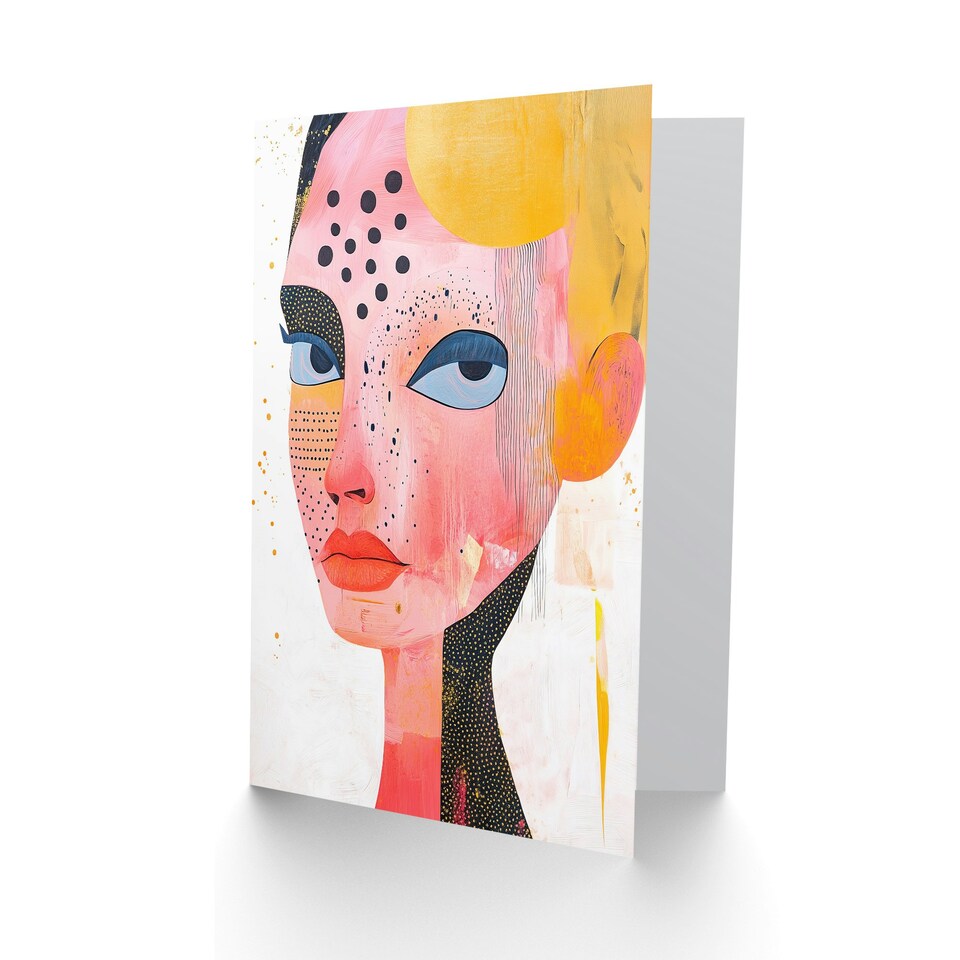 image 1 of Woman Portrait Texture Patterns Abstract Modern Birthday Greeting Card