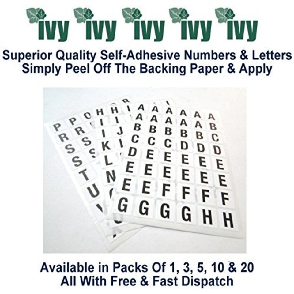 image 1 of Pack of 144 A-Z Black on White 13x13m Alphabet Stickers
