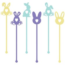 Assorted Easter Bunnies Acrylic Drinks Stirrers - Pack of 6