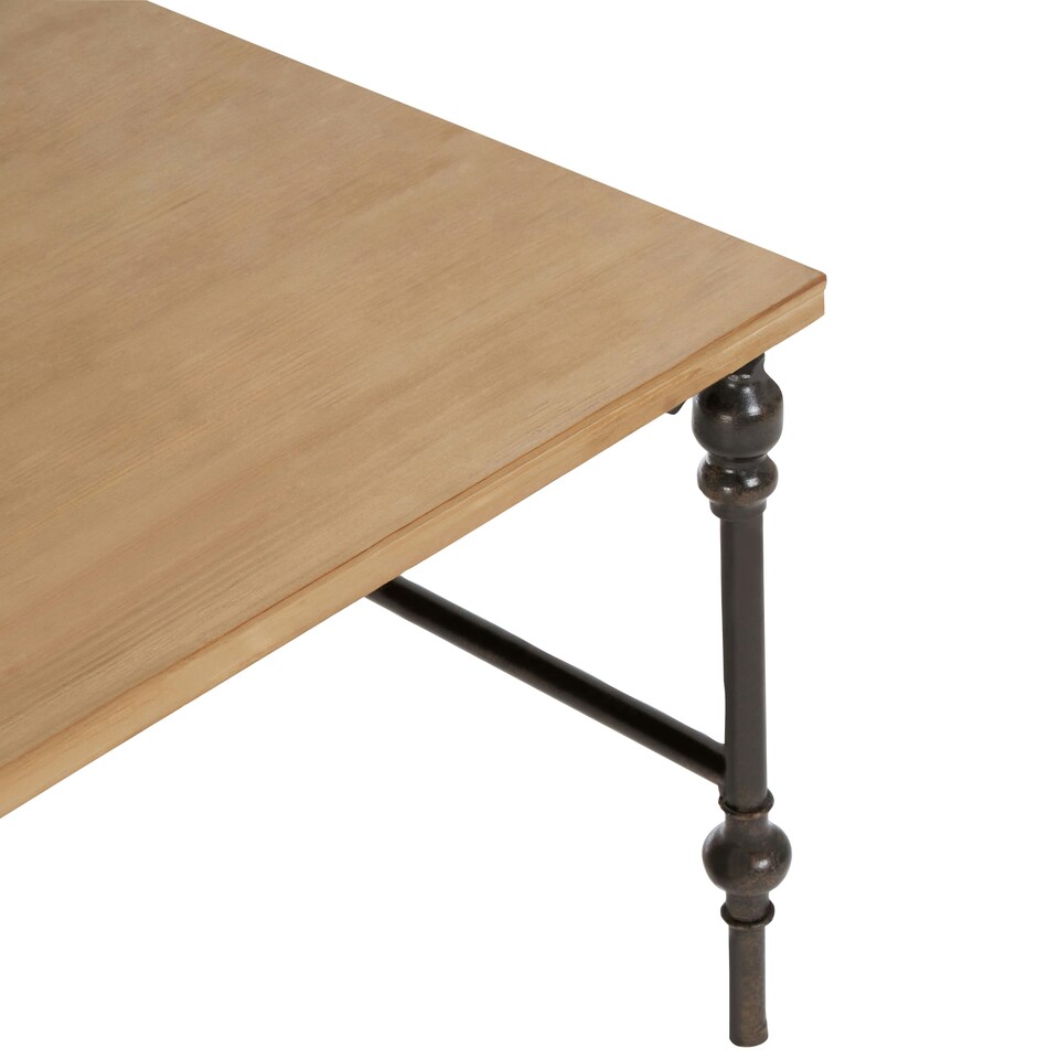 image 1 of Interiors by Premier Wood Top Coffee Table, Industrial Style Coffee table, Square Coffee Table, Wood Top Metal Coffee Table Cream
