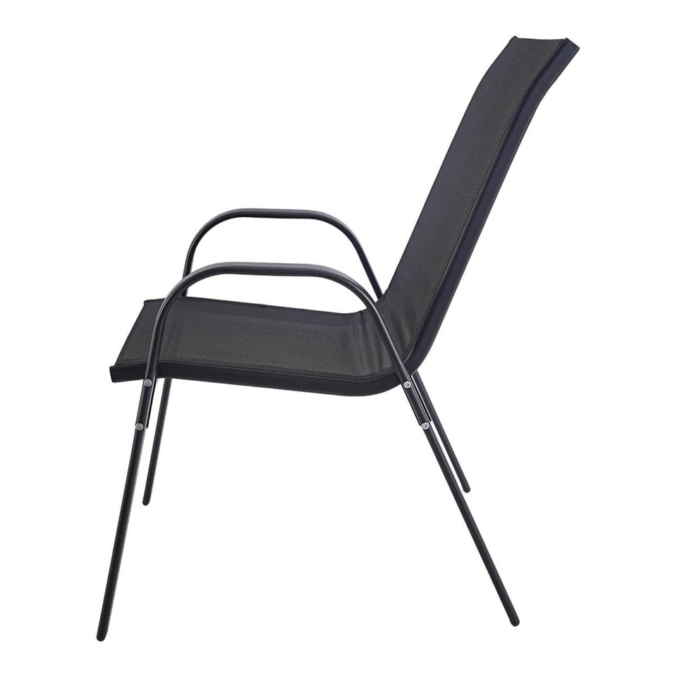 image 1 of 3 Pcs Garden Round Glass Top Table & 2 Chairs Bistro Set