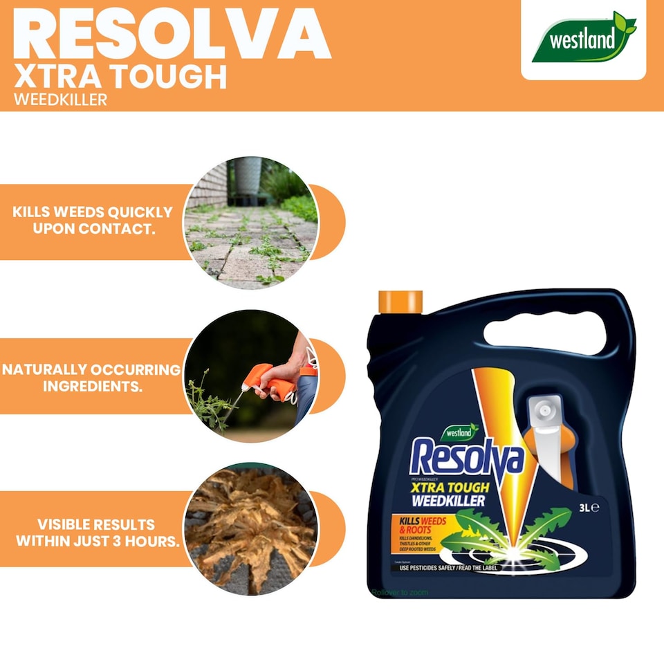 image 1 of Resolva Pro Xtra Tough Weed Killer 3L Ready to Use Fast-Acting Herbicide for Weeds Brambles & Tough Vegetation Visible Results in Hours | Yellow