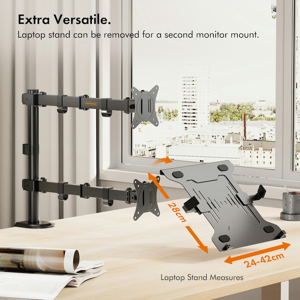 image 1 of VonHaus Monitor Stand with Laptop Tray for 13-32" Screen