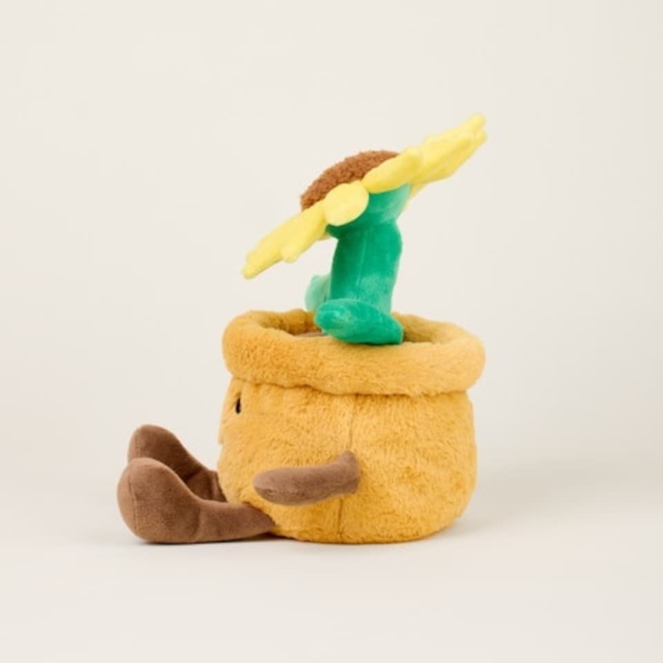 image 1 of Warmies Plush Yellow Flower Pot Microwavable LARGE