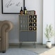 image 1 of Vegas Grey with Bleached Oak Effect Wine Cabinet - 2 Doors and 1 Glass Door with Push-Open Design | Brown | Brown | 1