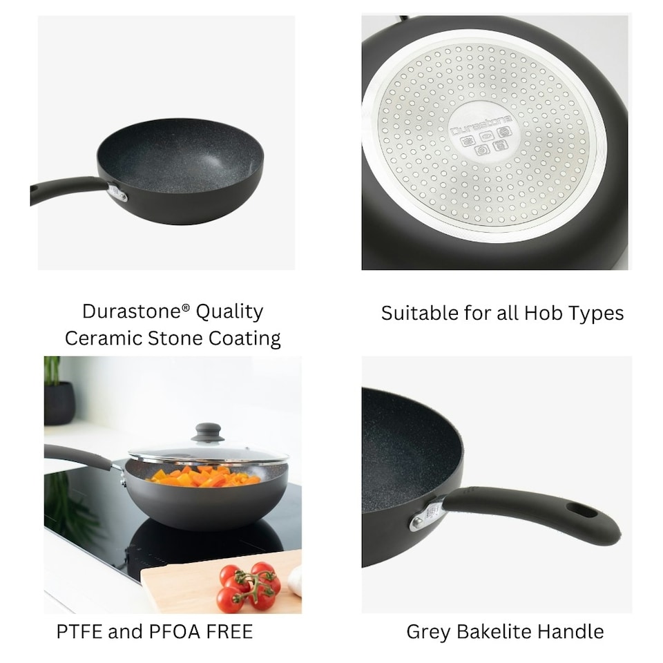 image 1 of Durastone Grey Wok with lid