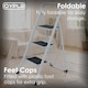 image 8 of Foldable 3 Step Ladder Stepladder Non Slip Tread Safety Steel | White