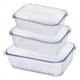 image 1 of Argon Tableware 3pc Optical Rectangular Glass Cake Dish Set - 3 Sizes