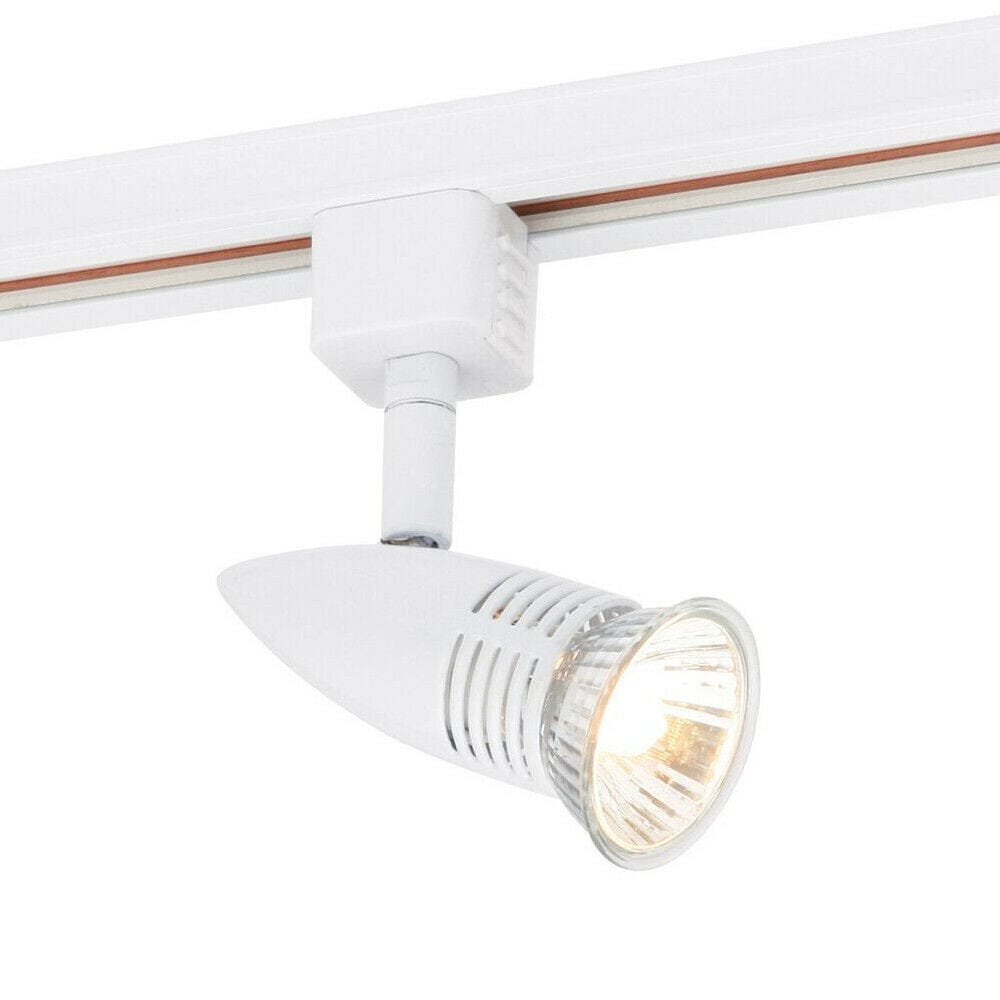 Loops Adjustable Ceiling Track Spotlight Gloss White Single 7W GU10 Lamp Downlight