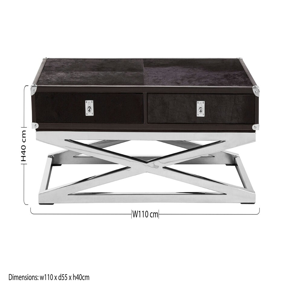 image 1 of Kensington Townhouse Hair On Hide Coffee Table Black