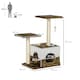 image 7 of PawHut Cat Tree Tower Kitten House Scratching Post with Mouse Toy Brown
