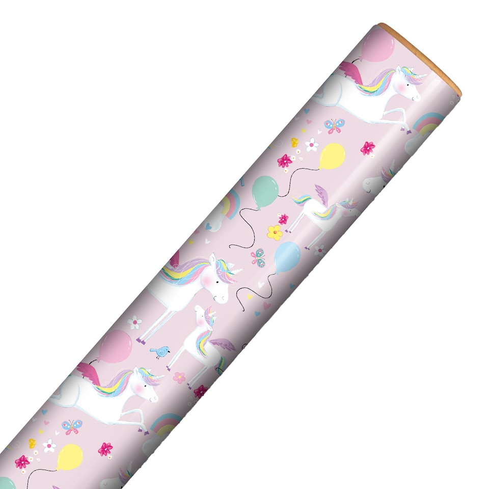 image 1 of Unicorns & Rainbow Gift Wrapping Paper Roll 3m