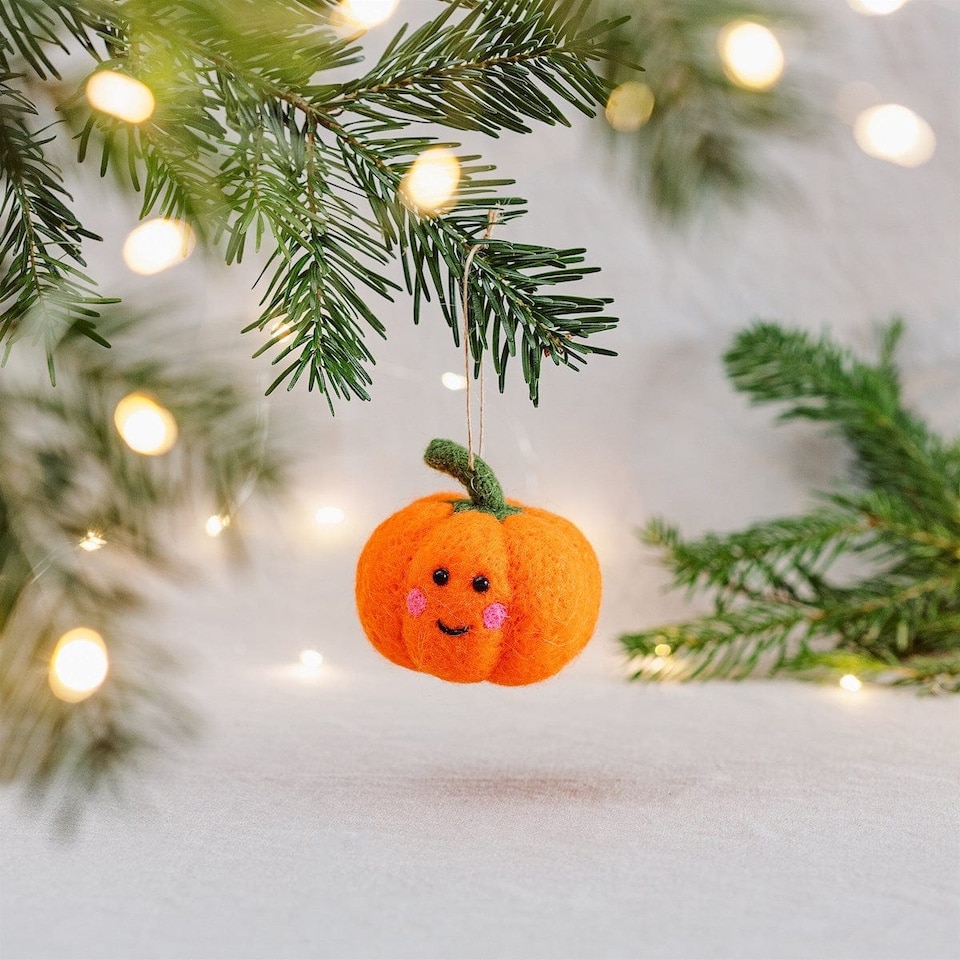 image 1 of Sass & Belle Felt Hanging Pumpkin Halloween Decoration