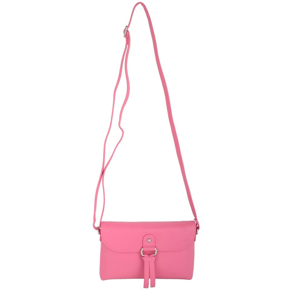 image 1 of Premium Soft Genuine Leather Cross Body Shoulder Bag, Tassel Detail Pink | Rose