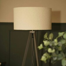 ValueLights Barbro Grey Tripod Floor Lamp Cream Boucle Shade & Bulb