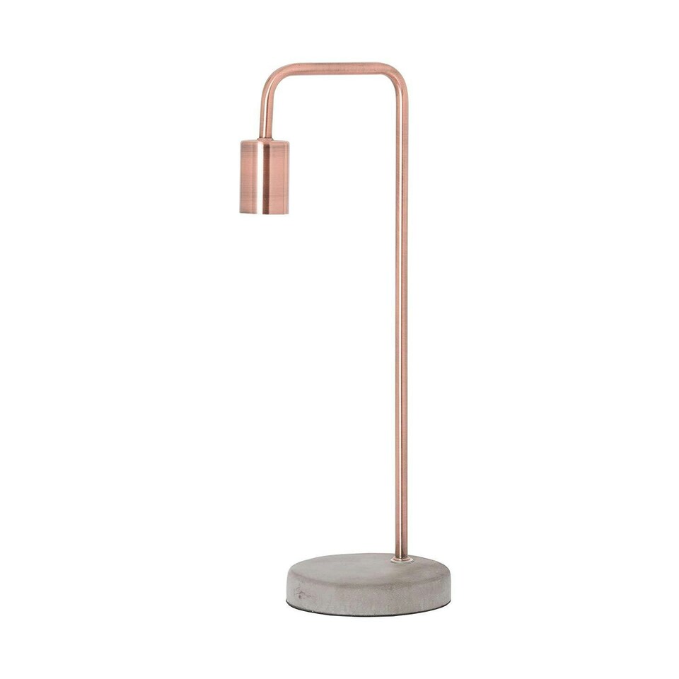 image 1 of Hill Interiors Copper Industrial Lamp With Stone Base (UK Plug) - Copper - One Size