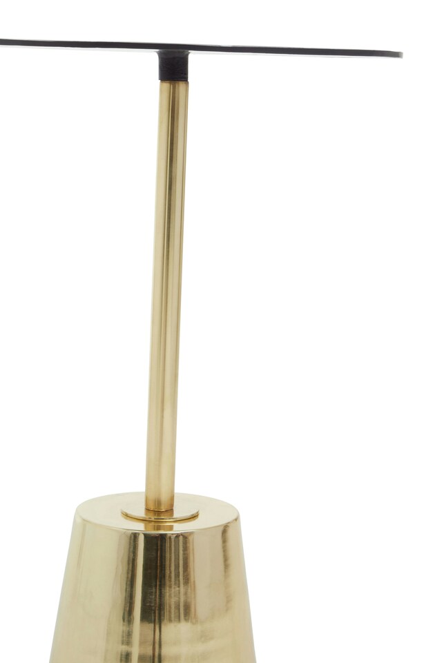 image 1 of Avola Black Marble Effect Top Gold Base Side Table | Gold