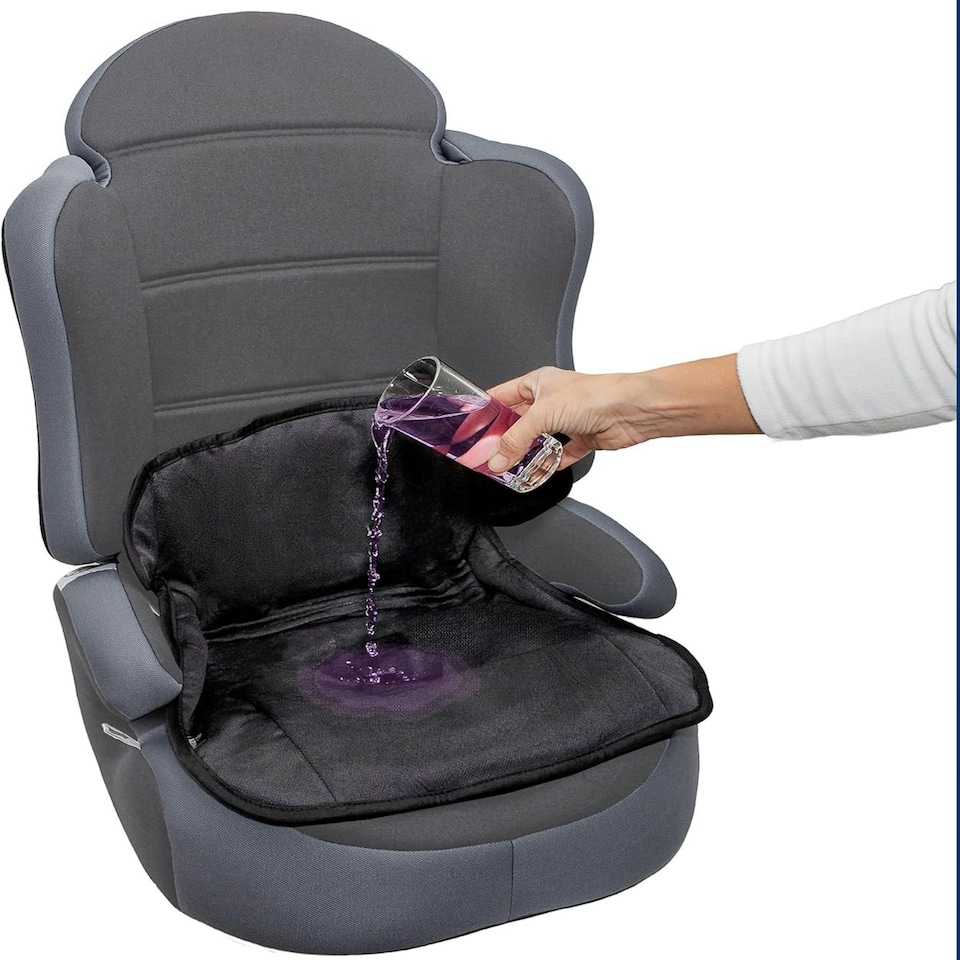 image 1 of Potty Training Car Seat Protector Cover for Spills, Nappy Leaks, and Accidents - No Bucklehole Grey