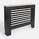 image 8 of OHS Horizontal Slatted MDF Modern Grill Shelf Cabinet Radiator Cover, Medium - Black