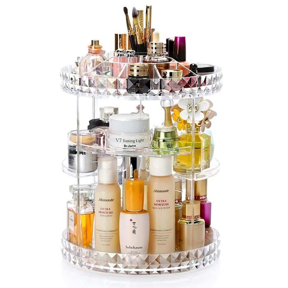 image 1 of Living and Home Transparent Acrylic Rotating Multi-Tiered Makeup Organizer