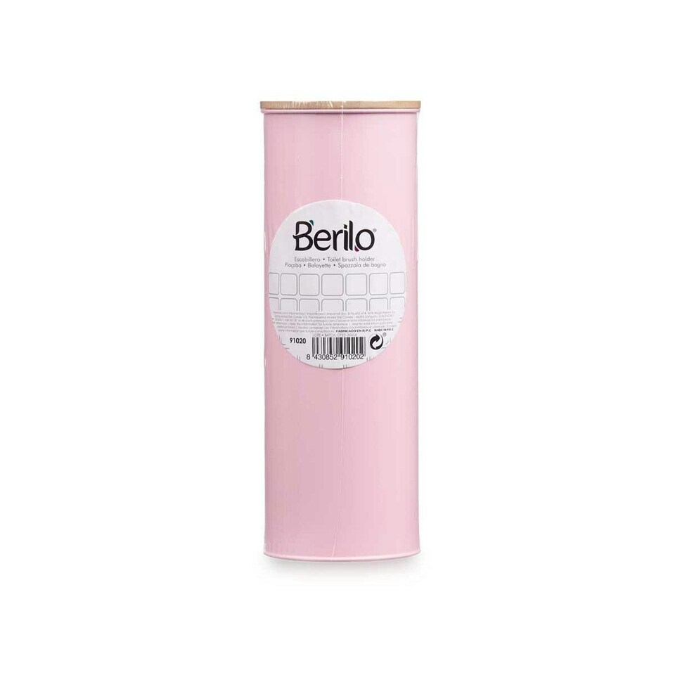 image 1 of Toilet Brush Berilo B1041C BAMBOO - 399 Pink Metal Bamboo Plastic 9,5 X 27 X 9,5 cm (6 Units) Pink