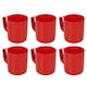 image 1 of 6 Set 260ml Plastic Mug Tumbler Cup & Handle Party BBQ Microwave Dishwasher Safe | Red | Red