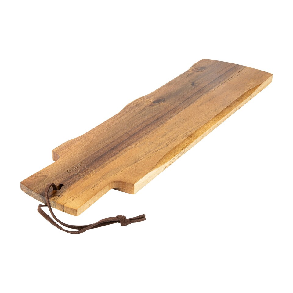 image 1 of 2pc Serving Set including Acacia Wood Baguette Board and 26cm Copper & Bamboo Serving Bowl Brown