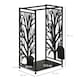 image 5 of HOMCOM Steel Firewood Log Holder Indoor Outdoor Firewood Rack Fireplace Wood Storage Shelf with 4 Tools, Hooks, Tree Pattern Design, RustResistant, Black, 46W x 30D x 70H cm