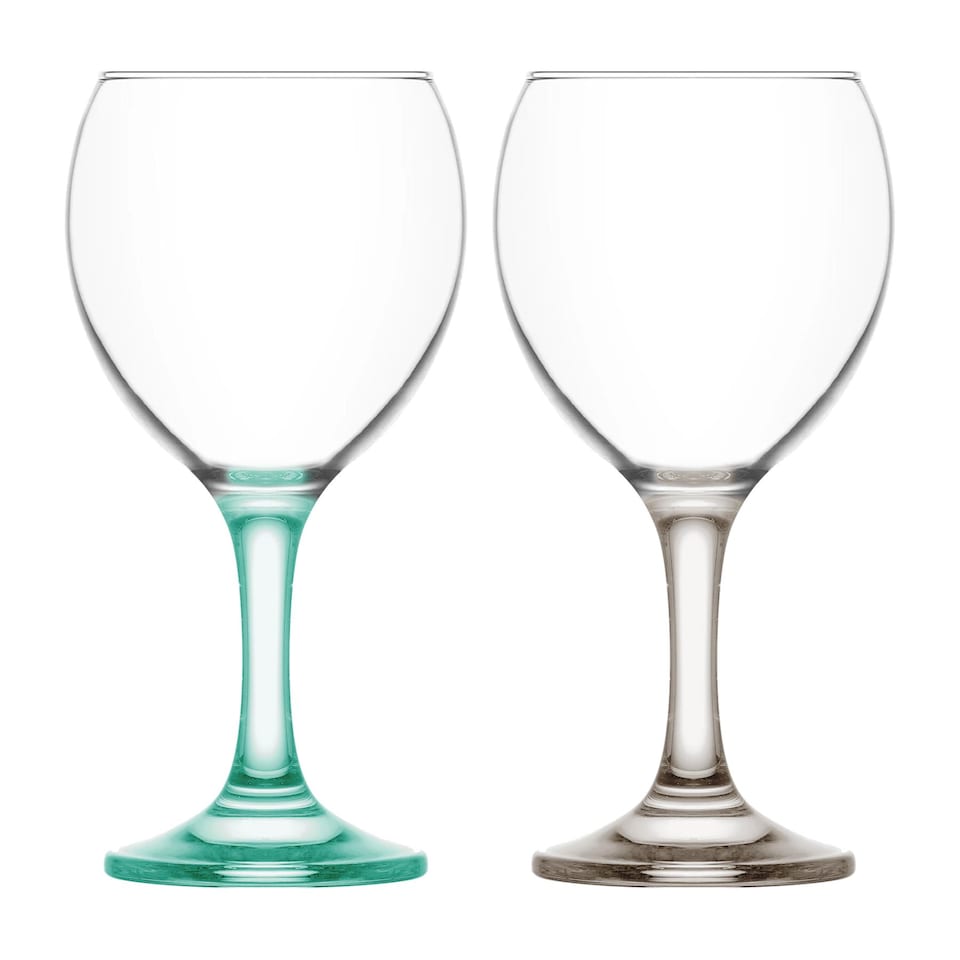 image 1 of LAV Misket Wine Glasses - 260ml - Coloured Stem - Pack of 12