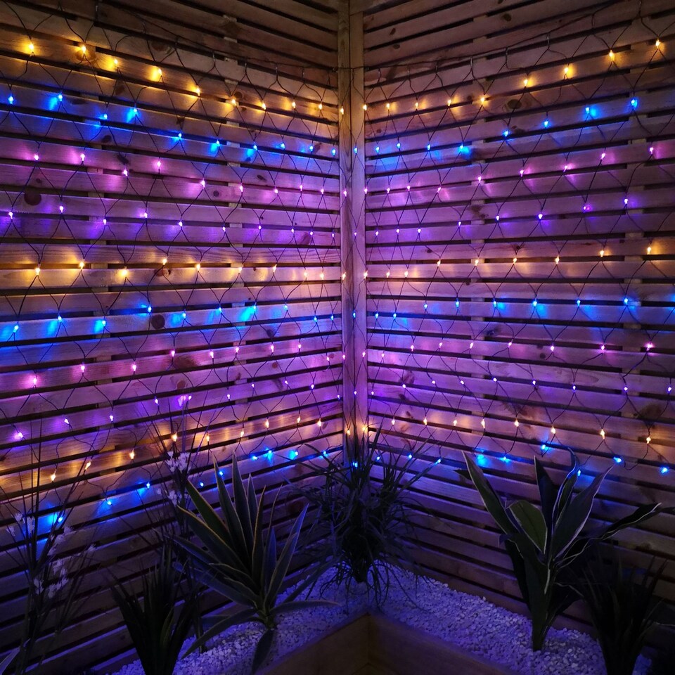 image 1 of 3.5m Multi Function Rainbow LED Net Lights Christmas Decorations with Timer