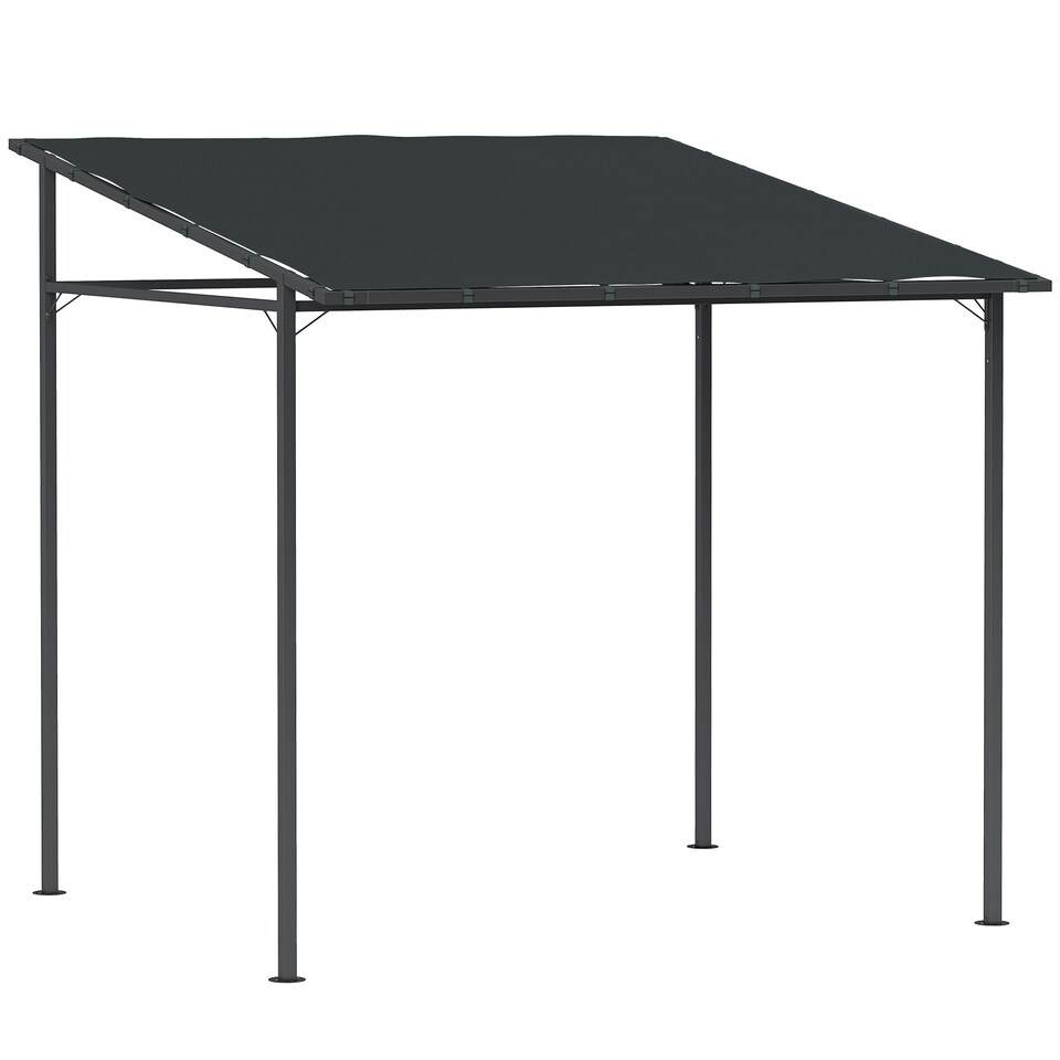 image 1 of Outsunny 2.4 x 2.4 m Wall Mounted Pergola Gazebo, UPF30+, Dark Grey