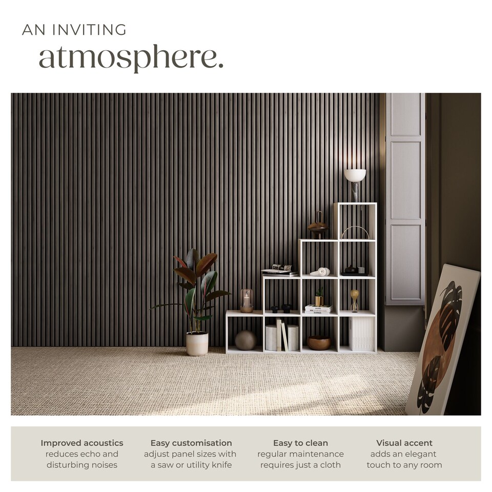image 1 of Acoustic Wall Panels Sonic Wall II with Real Wood Veneer and Sound-Absorbing Felt | Grey | oak gray | 110 x 50 x 1.8 cm | 4