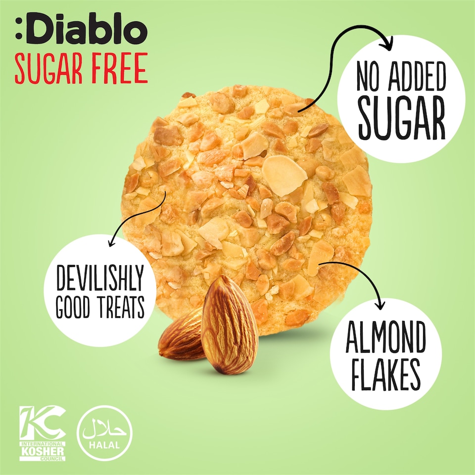 image 1 of Diablo No Added Sugar Almond Cookies 145g 3 Pack